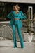 Variant image for Dames 3-delige Set Blazer Top Broek Katoen in Wit Groen Roze-10