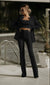 Variant image for Dames 3-delige Set Blazer Top Broek Katoen in Wit Groen Roze-21