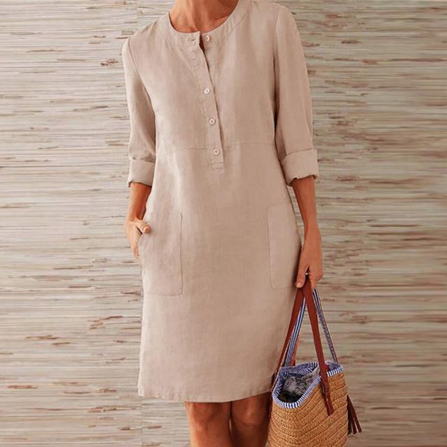 Variant image for Dames Midi Zomerjurk Stijlvol Katoen Ademend Flatterend-2