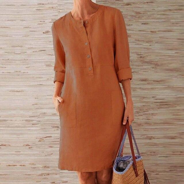 Variant image for Dames Midi Zomerjurk Stijlvol Katoen Ademend Flatterend-32