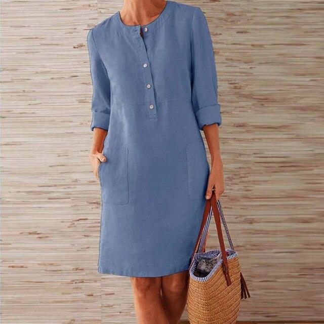 Variant image for Dames Midi Zomerjurk Stijlvol Katoen Ademend Flatterend-9