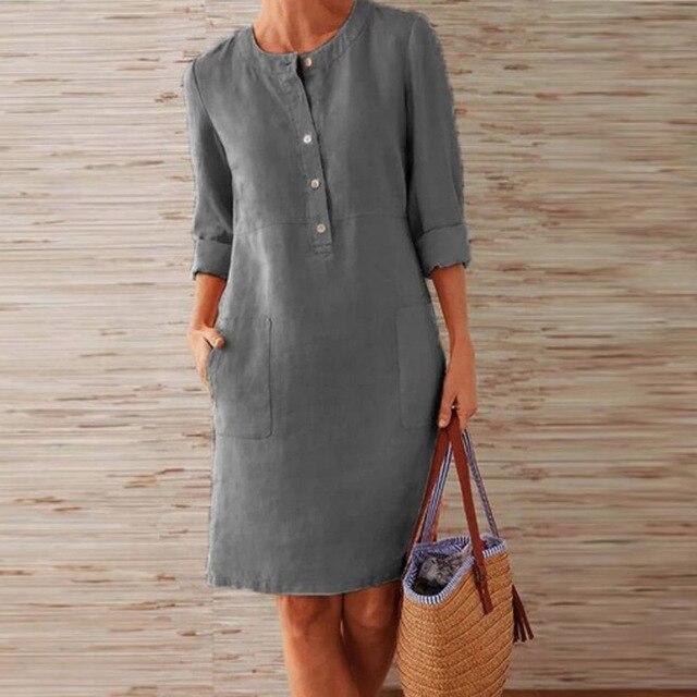Variant image for Dames Midi Zomerjurk Stijlvol Katoen Ademend Flatterend-7