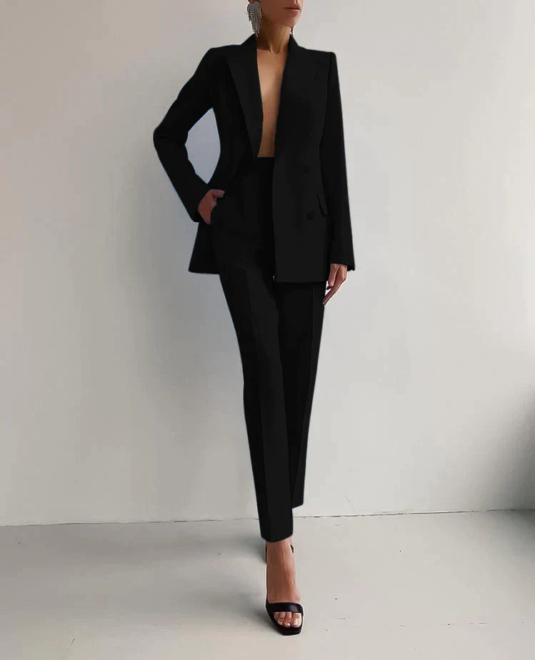 Dames Blazer en Broek Set Stijlvol Hoogwaardige Stoffen-1