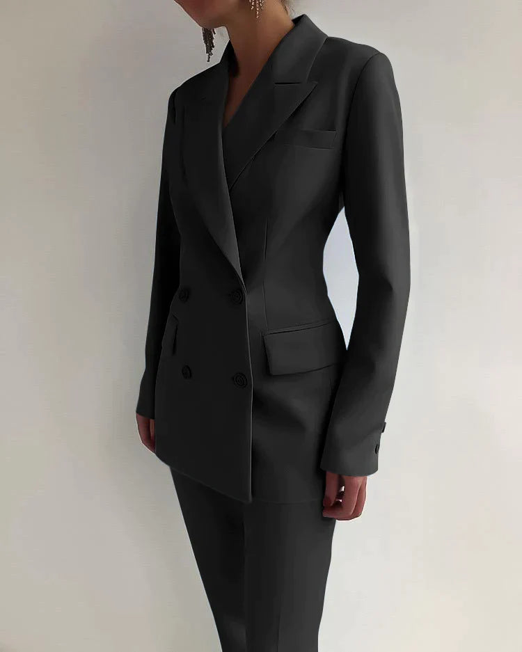 Dames Blazer en Broek Set Stijlvol Hoogwaardige Stoffen-4