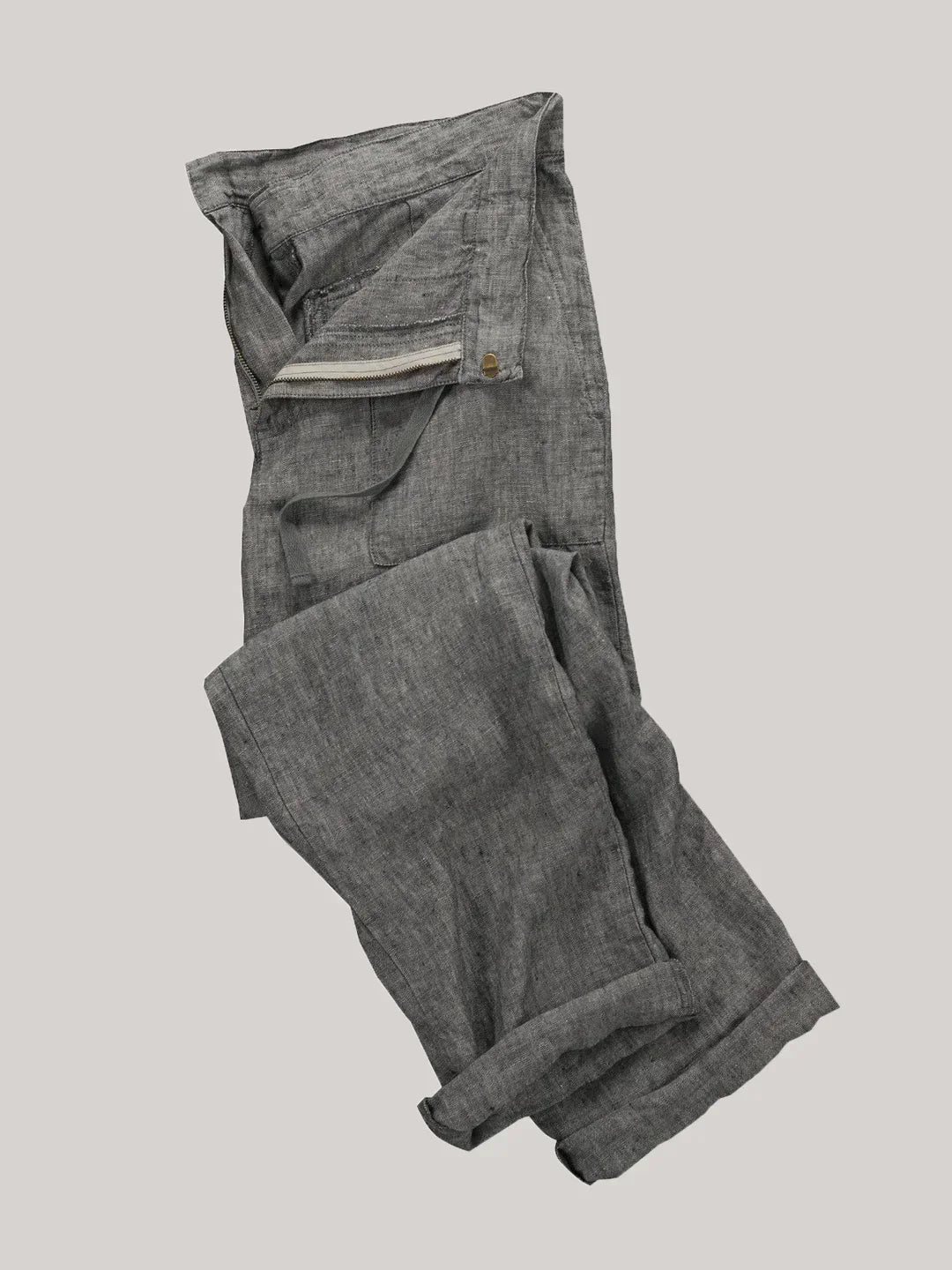 Variant image for Heren Linnen Broek Beige Grijs Stijlvol Ademend Comfortabel-2