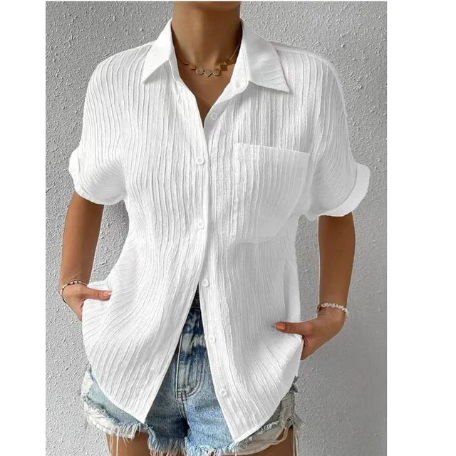Dames Blouse met Stand-Up Kraag Luchtig en Elegant-1