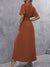 Lange Jurk Dames Geplooide Taille Elegante Ruche Kraag Zachte Stof-4