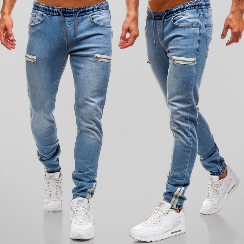 Heren Joggingbroek Denim Casual Katoen Met Trekkoordsluiting 2