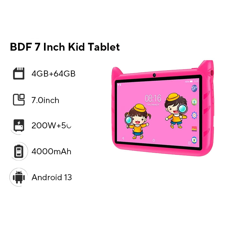 Kindertablet 7 Inch Android 13 met 4GB RAM en 64GB ROM 0