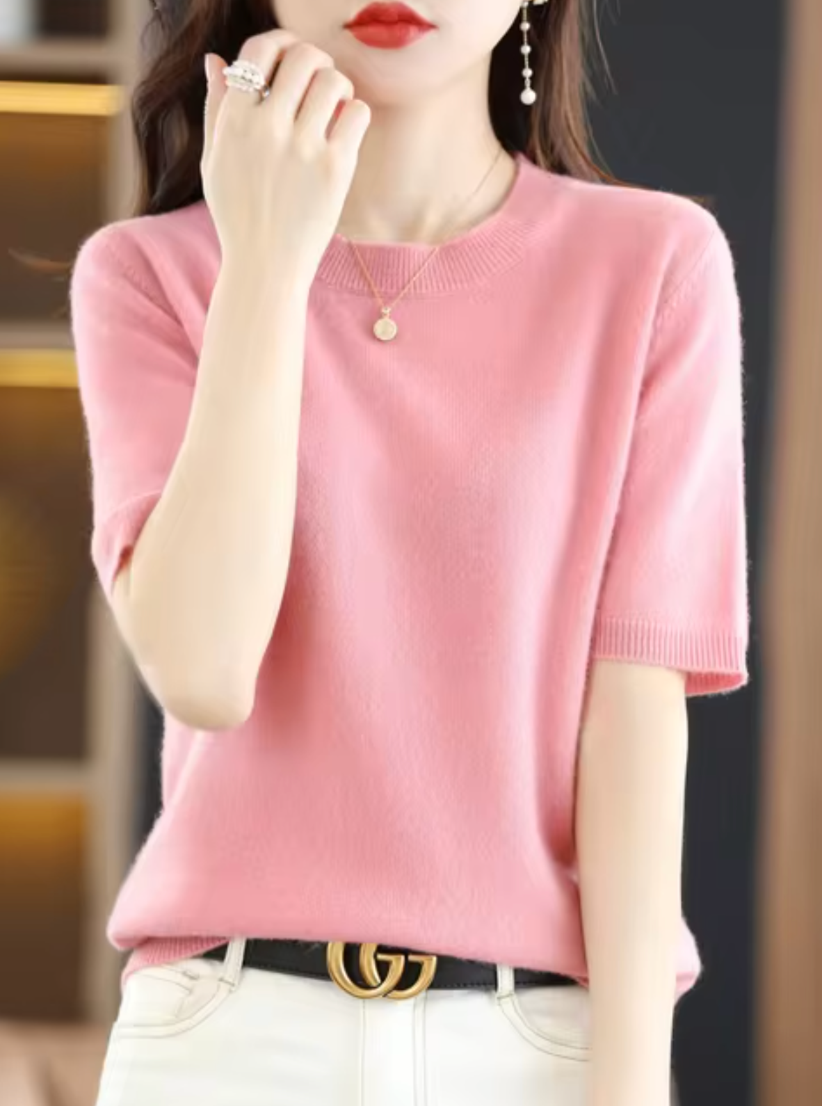 Korte Mouwen Wol-Kaschmir Pullover voor Dames 5