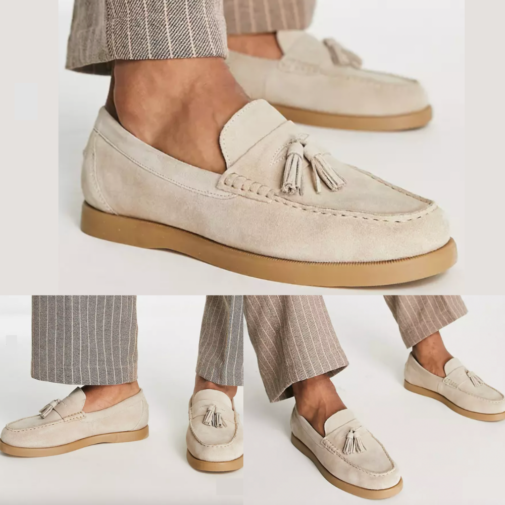 Heren Loafers Beige Lederen Casual Schoenen voor Mannen-3