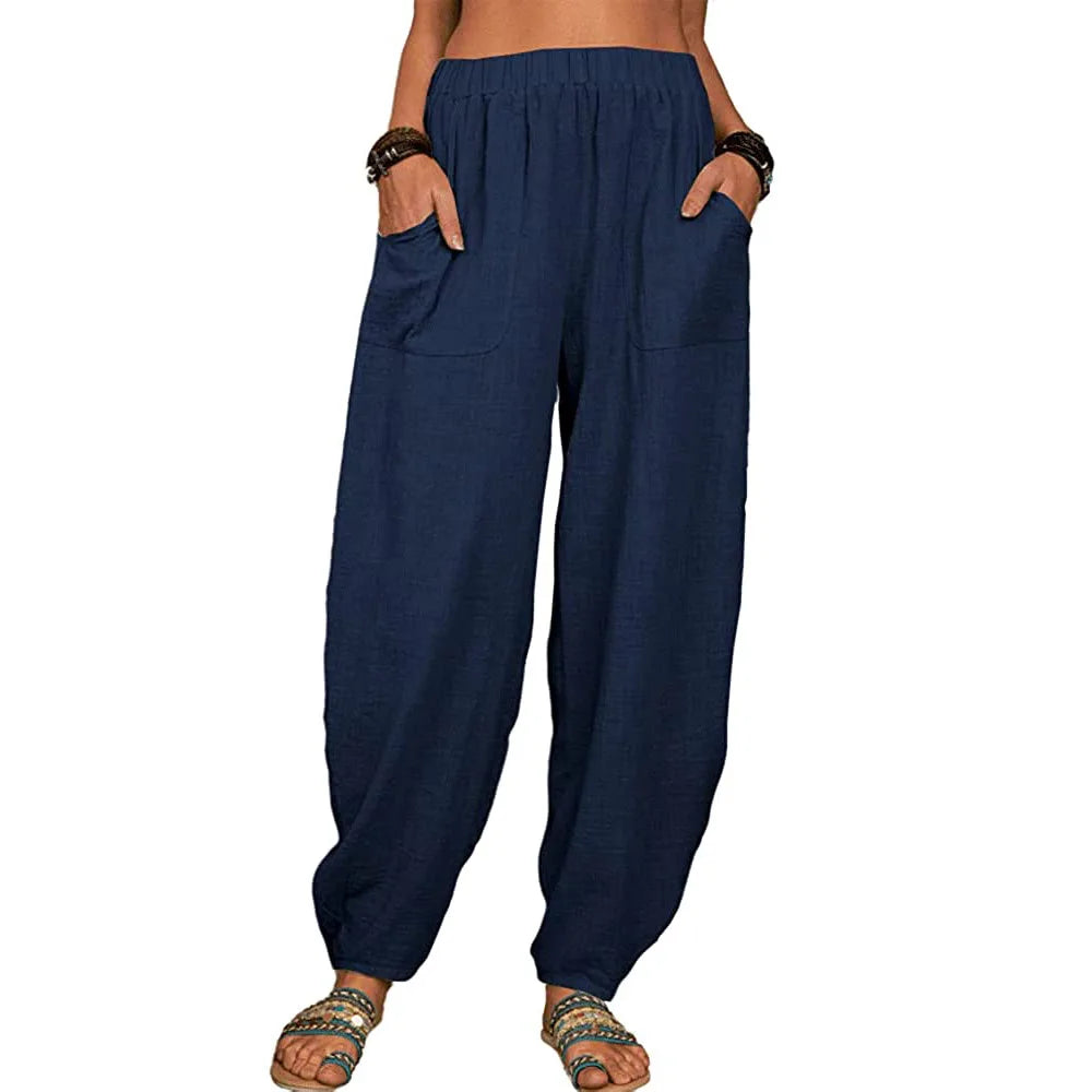Lange Broek Dames Wijde Pijpen Katoen Linnen voor Casual Zomeroutfits 2