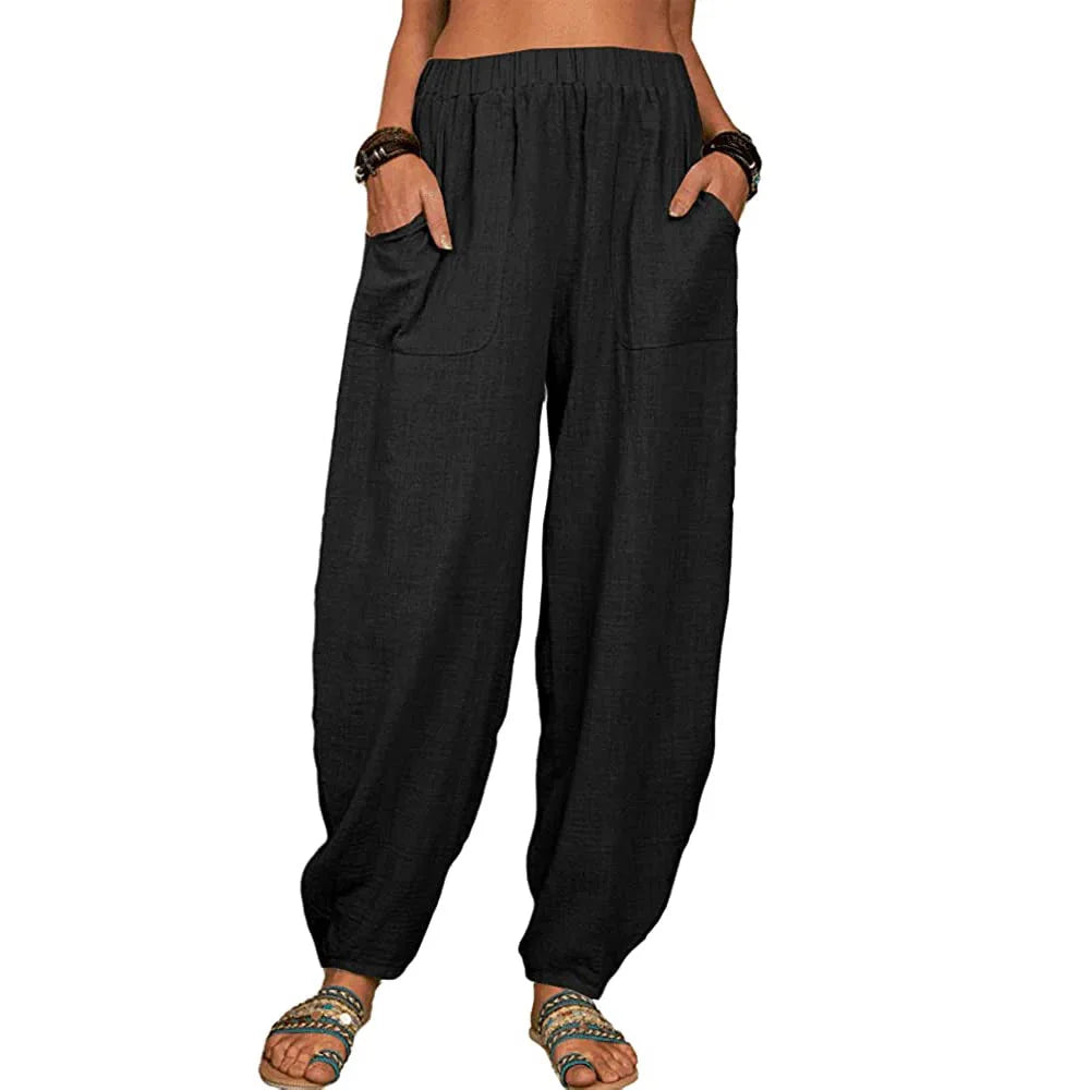 Lange Broek Dames Wijde Pijpen Katoen Linnen voor Casual Zomeroutfits 5