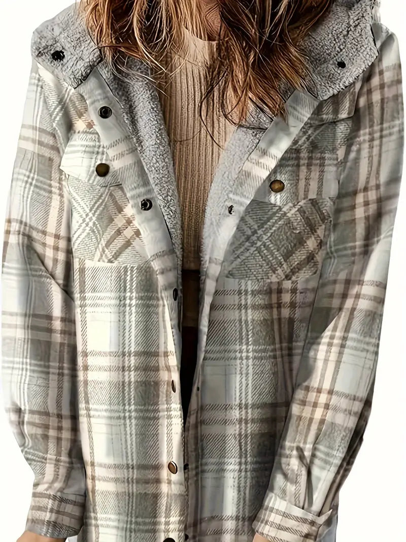 Lange Dames Jas Geruit Met Ritssluiting Voor Winterse Dagen 8