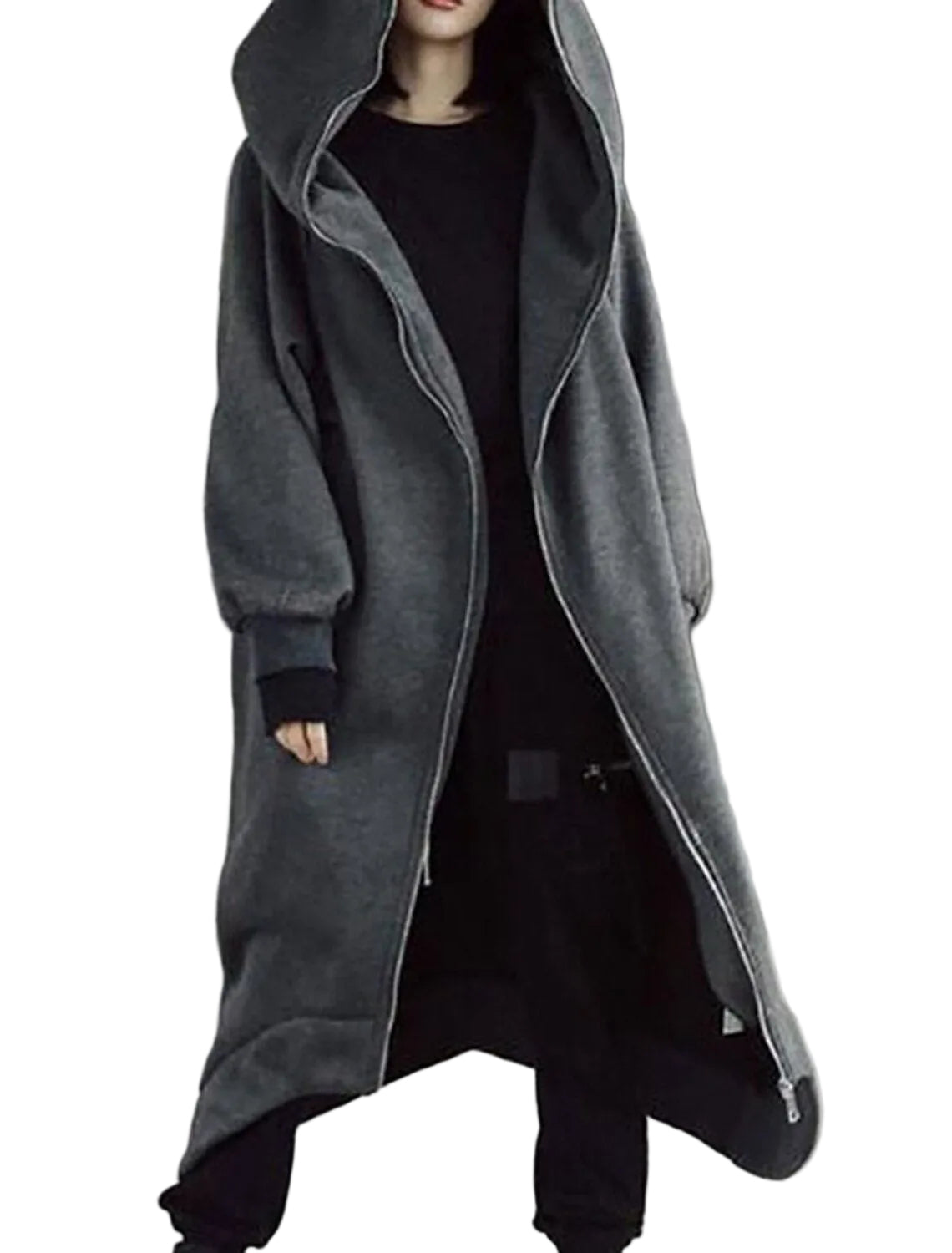 Lange Dames Jas Met Capuchon Stedelijke Stijl Voor Winter 0