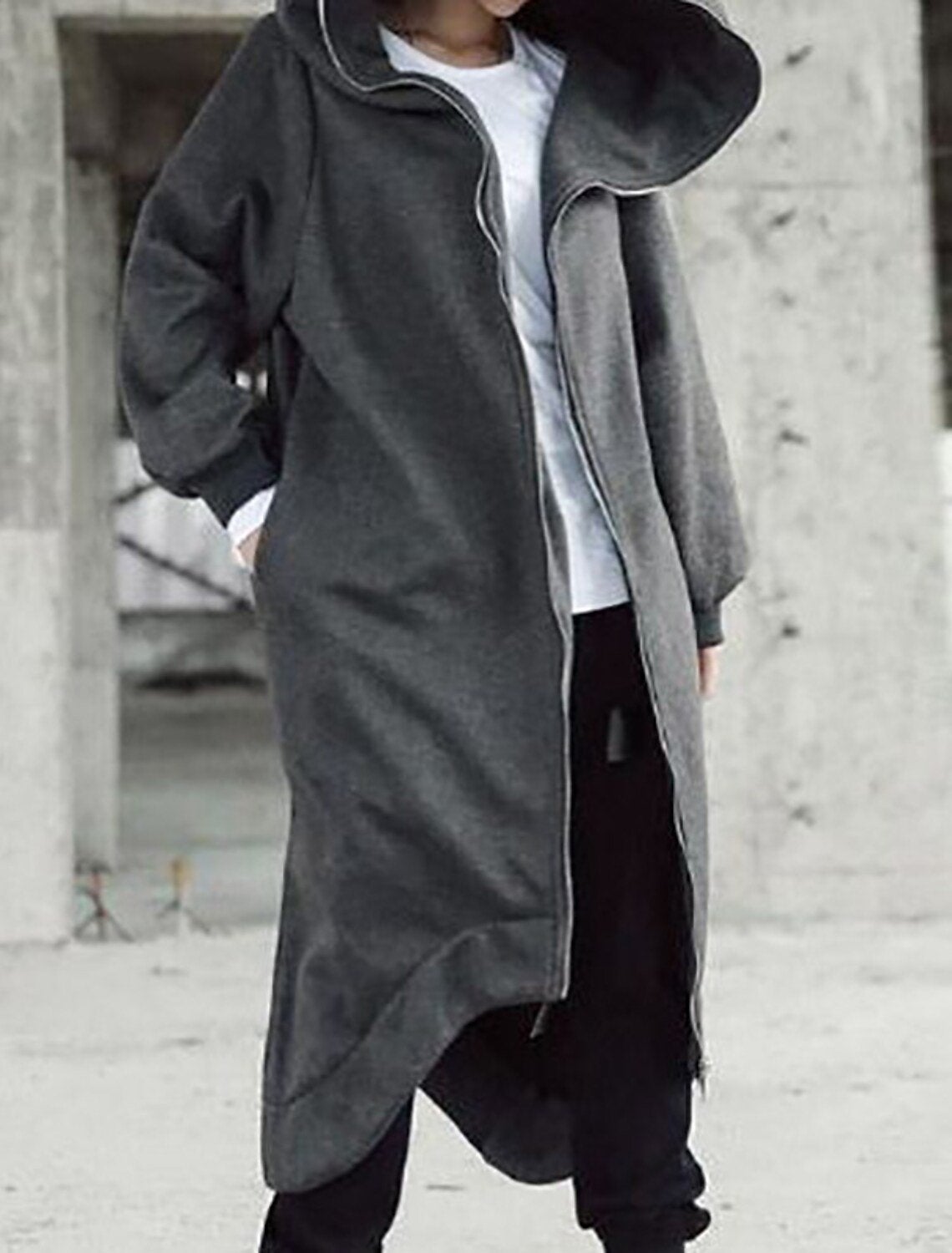 Lange Dames Jas Met Capuchon Stedelijke Stijl Voor Winter 1