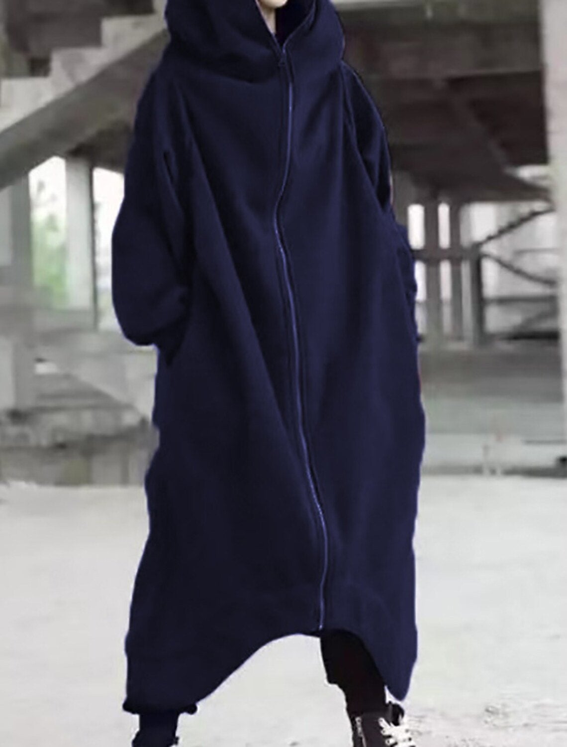 Lange Dames Jas Met Capuchon Stedelijke Stijl Voor Winter 4
