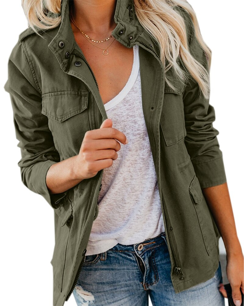 Lange Dames Jas Met Zakjes Polyester Voor Herfst 0