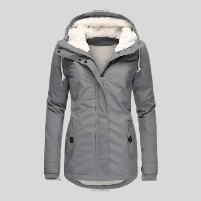 Lange Winterjacke met Kapuze en Fleece Voering 0