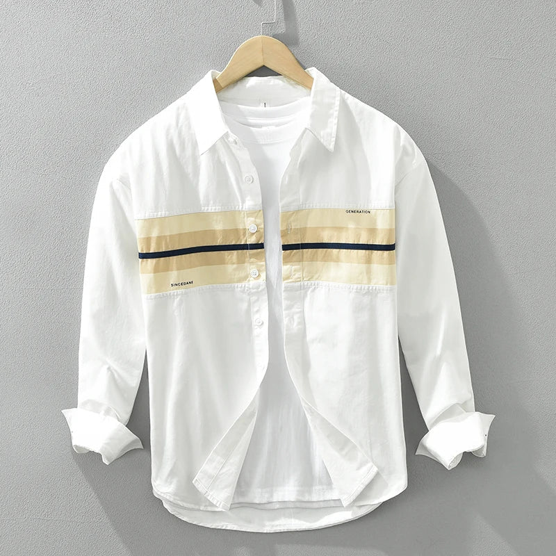 Heren Overhemd Casual Patchwork Stijlvol Katoen 1