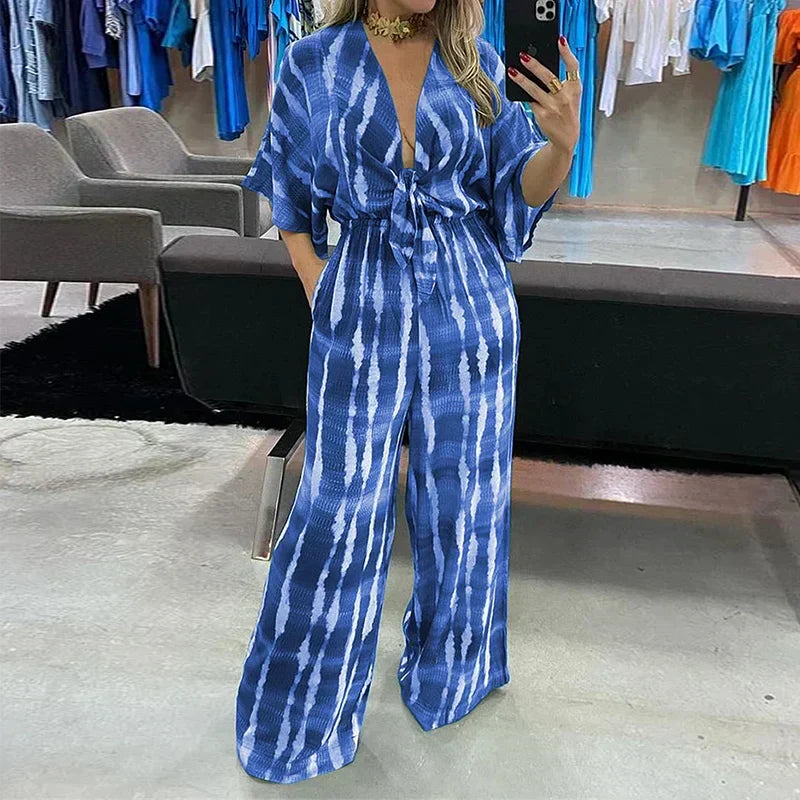 Dames Jumpsuit Feestelijk Vloeiende Pasvorm Met Diepe V-Hals-1