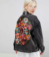 Dames Denimjack Bloemenprint Comfortabel Denim-5