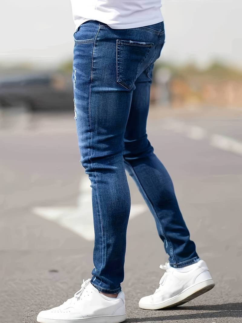 Heren Jeans Gescheurd Casual Denim Hoogwaardige Pasvorm-4