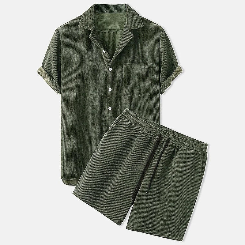 Variant image for Heren Zomer Outfit Snoerbroek en Shirt Set Casual Koordmateriaal-10