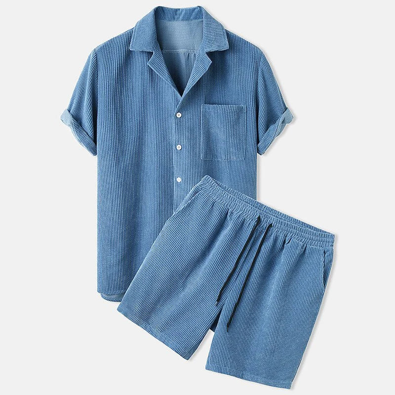 Variant image for Heren Zomer Outfit Snoerbroek en Shirt Set Casual Koordmateriaal-5