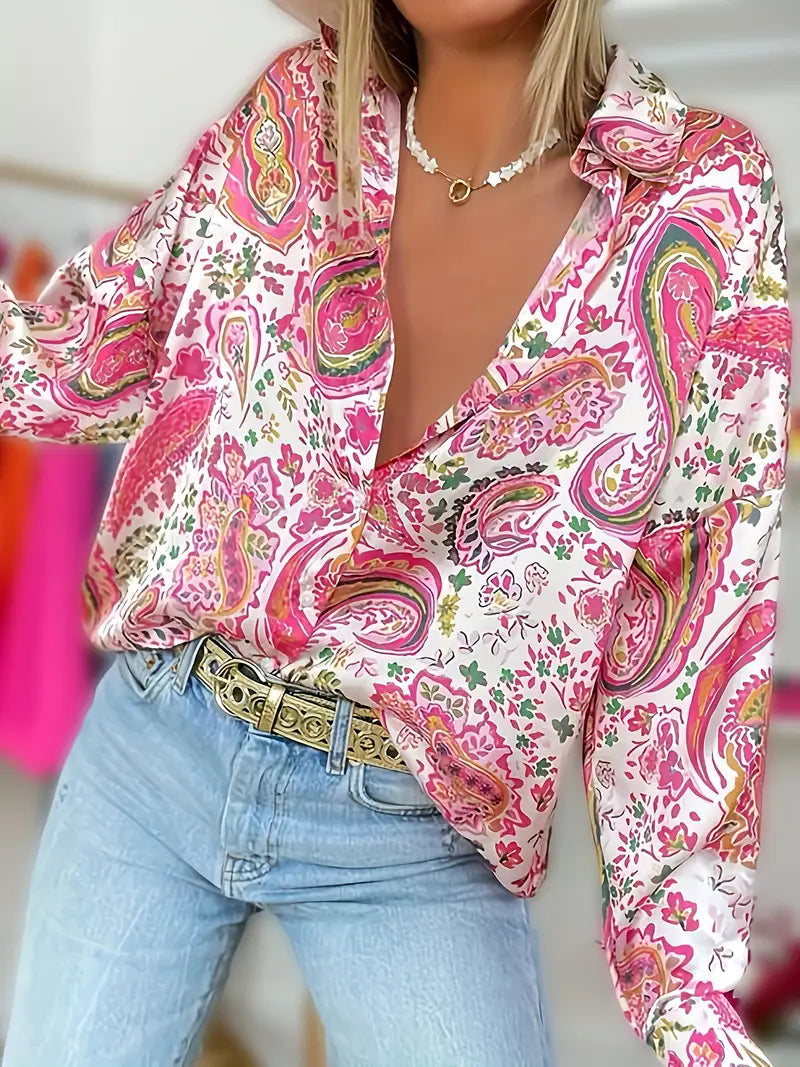 Variant image for Dames Shirt Lange Mouwen Paisley Print Katoen-1
