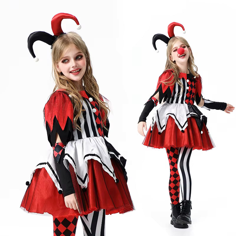 Meisjes Clown Jurk Kostuum Geruit 0