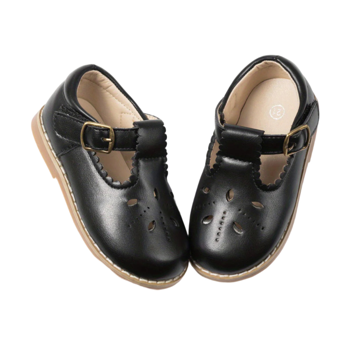 Meisjes Schoenen Platte Vintage Casual Leer met Antislip Zool en Verstelbaar Bandje 0