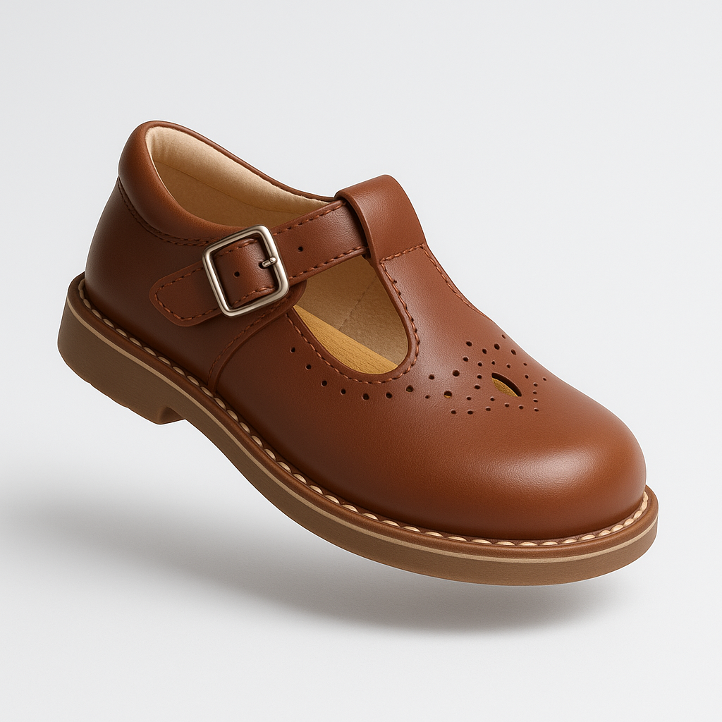 Meisjes Schoenen Platte Vintage Casual Leer met Antislip Zool en Verstelbaar Bandje 1