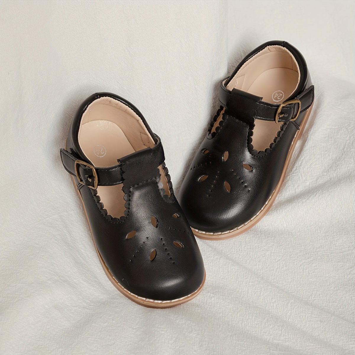 Meisjes Schoenen Platte Vintage Casual Leer met Antislip Zool en Verstelbaar Bandje 7