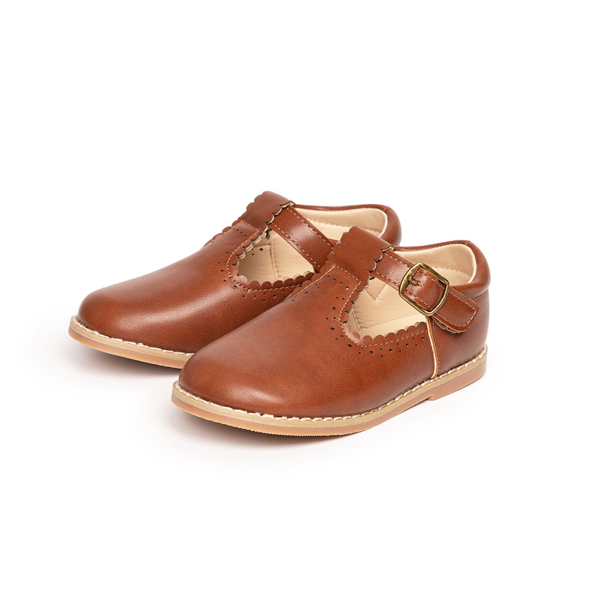 Meisjes Schoenen Platte Vintage Casual Leer met Antislip Zool en Verstelbaar Bandje 9