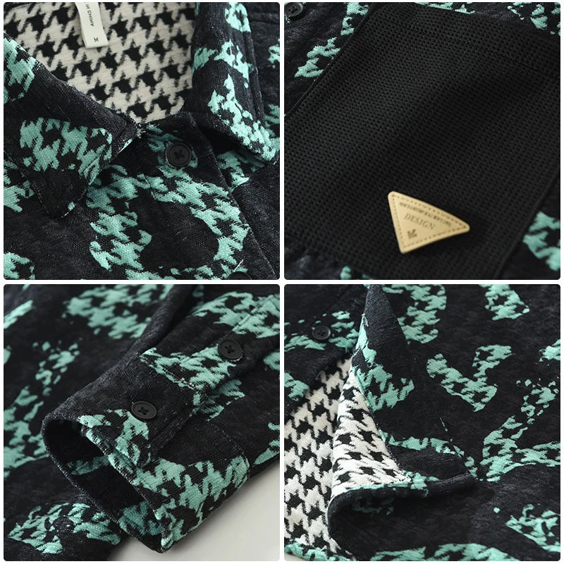 Heren Overhemd Lange Mouw Stijlvol Polyester met Uniek Patchworkpatroon 5