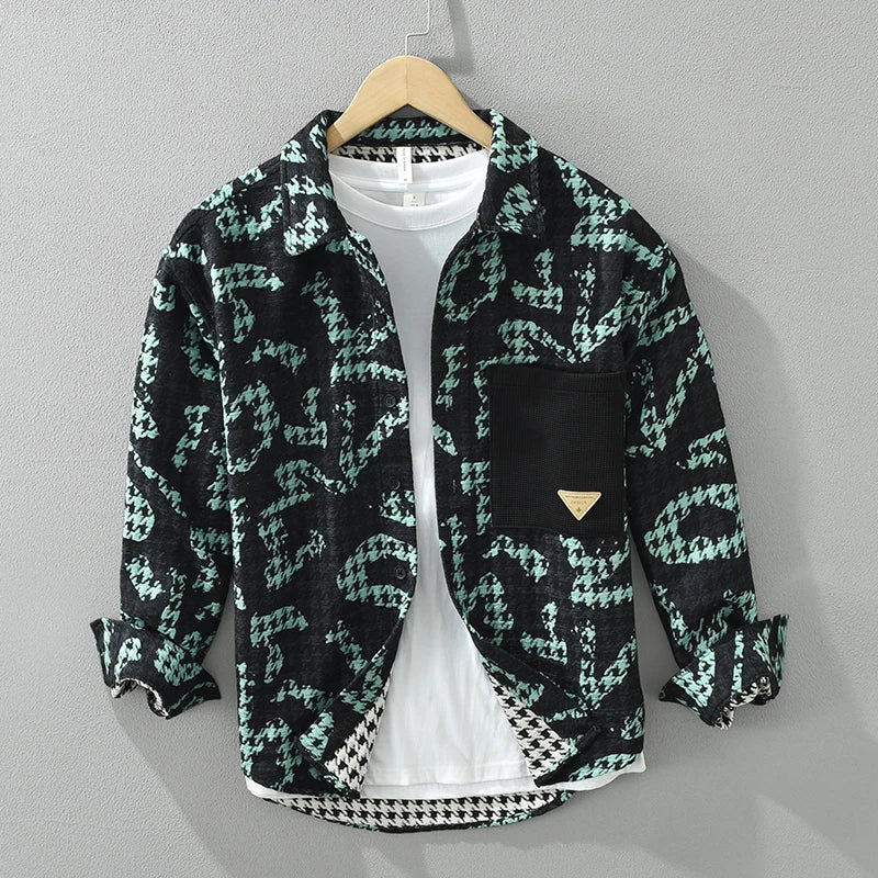 Heren Overhemd Lange Mouw Stijlvol Polyester met Uniek Patchworkpatroon 2