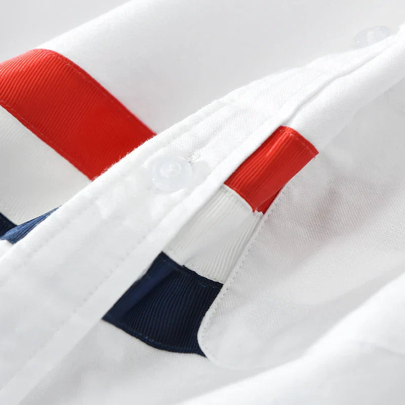 Heren Overhemd Gestreept Patchwork Casual Katoen 4