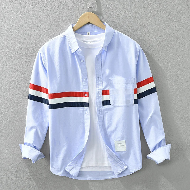 Heren Overhemd Gestreept Patchwork Casual Katoen 1