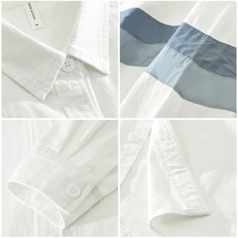 Heren Overhemd Patchwork Casual Fit Katoen 5