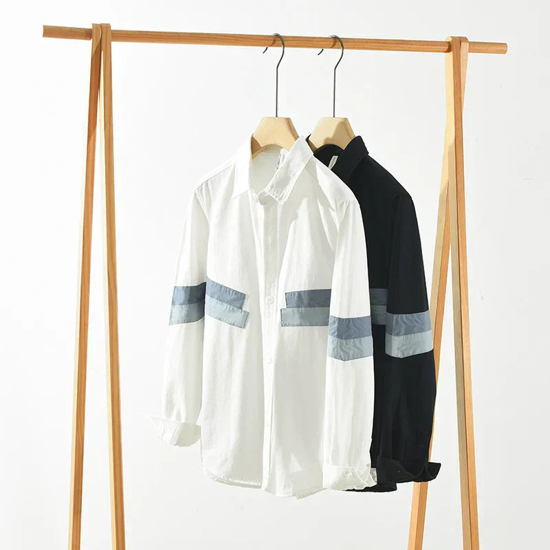 Heren Overhemd Patchwork Casual Fit Katoen 6