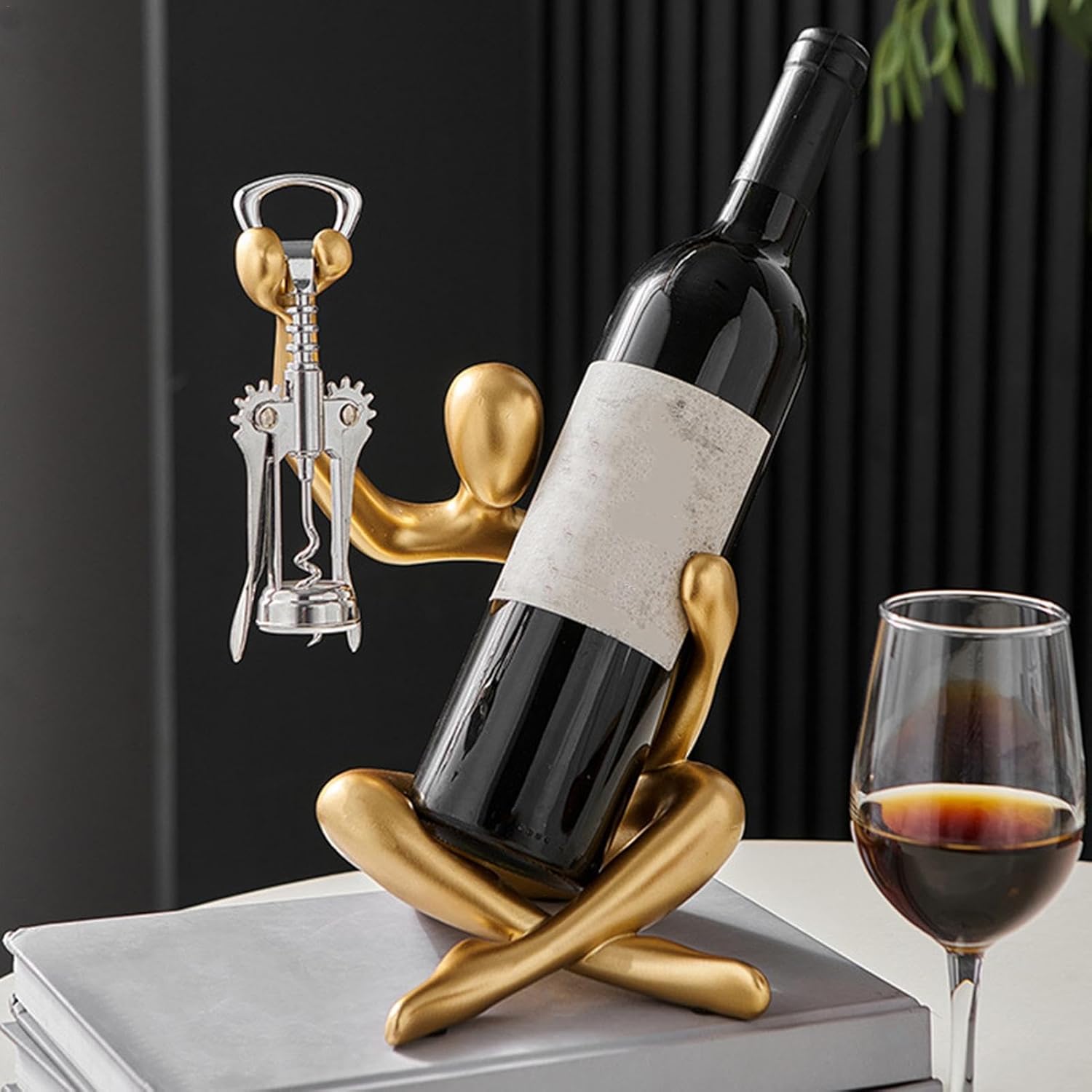 Moderne Wijnhouder Sculptuur met Kurkentrekkerhouder 3