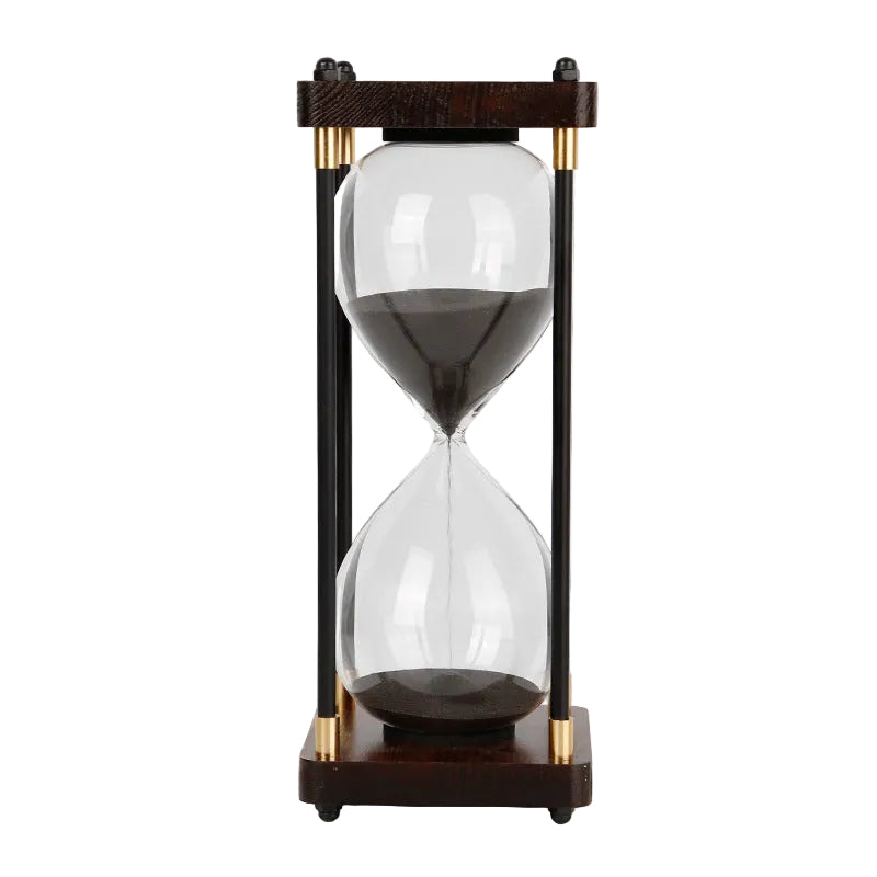 Moderne Zandloper van Hout en Glas met Gouden Accenten 0