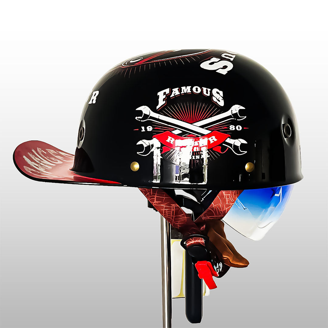 Motorhelm in Baseballpet-Stijl met ECE en DOT Goedkeuring