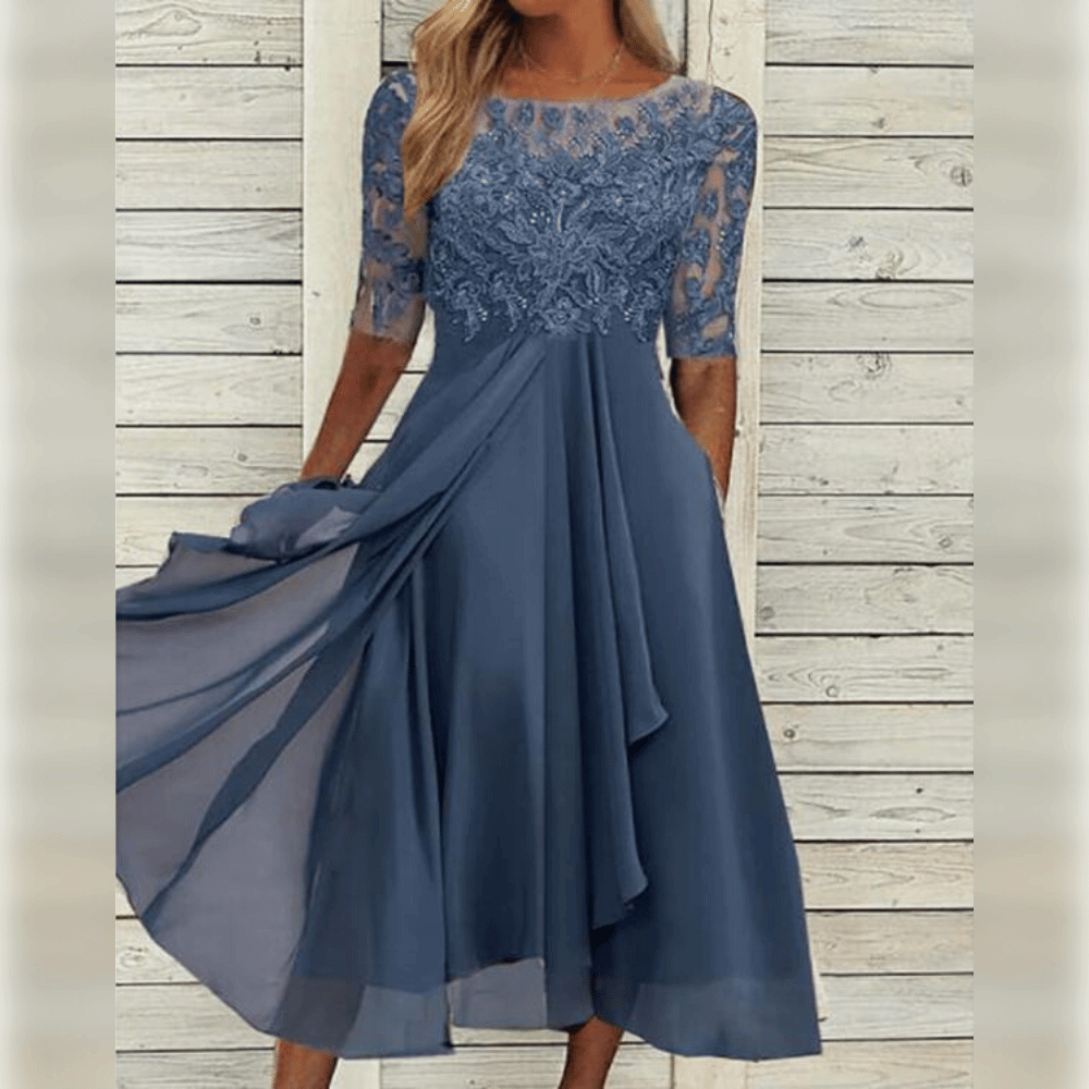 Dames Midi Jurk Elegante Zomerstijl Luchtig Materiaal voor Bruiloft-1