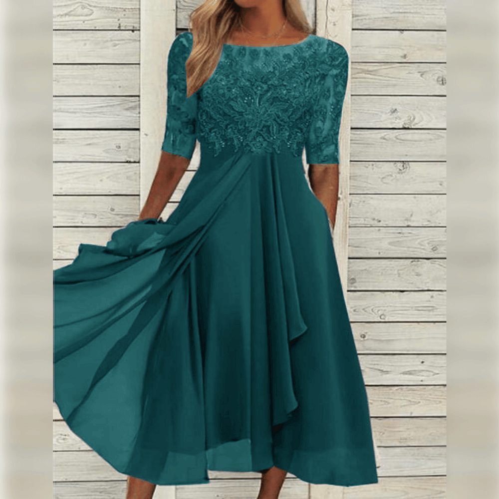 Variant image for Dames Midi Jurk Elegante Zomerstijl Luchtig Materiaal voor Bruiloft-8