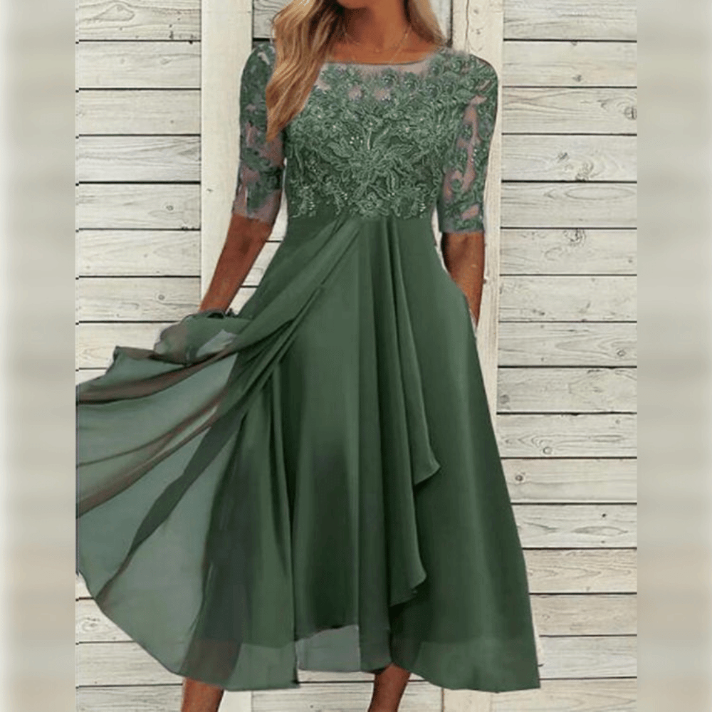 Variant image for Dames Midi Jurk Elegante Zomerstijl Luchtig Materiaal voor Bruiloft-2
