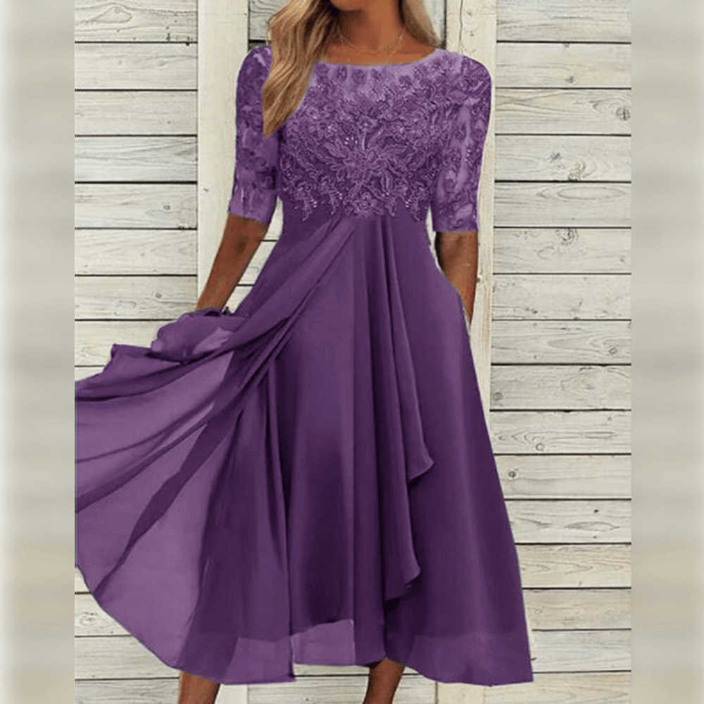 Variant image for Dames Midi Jurk Elegante Zomerstijl Luchtig Materiaal voor Bruiloft-16