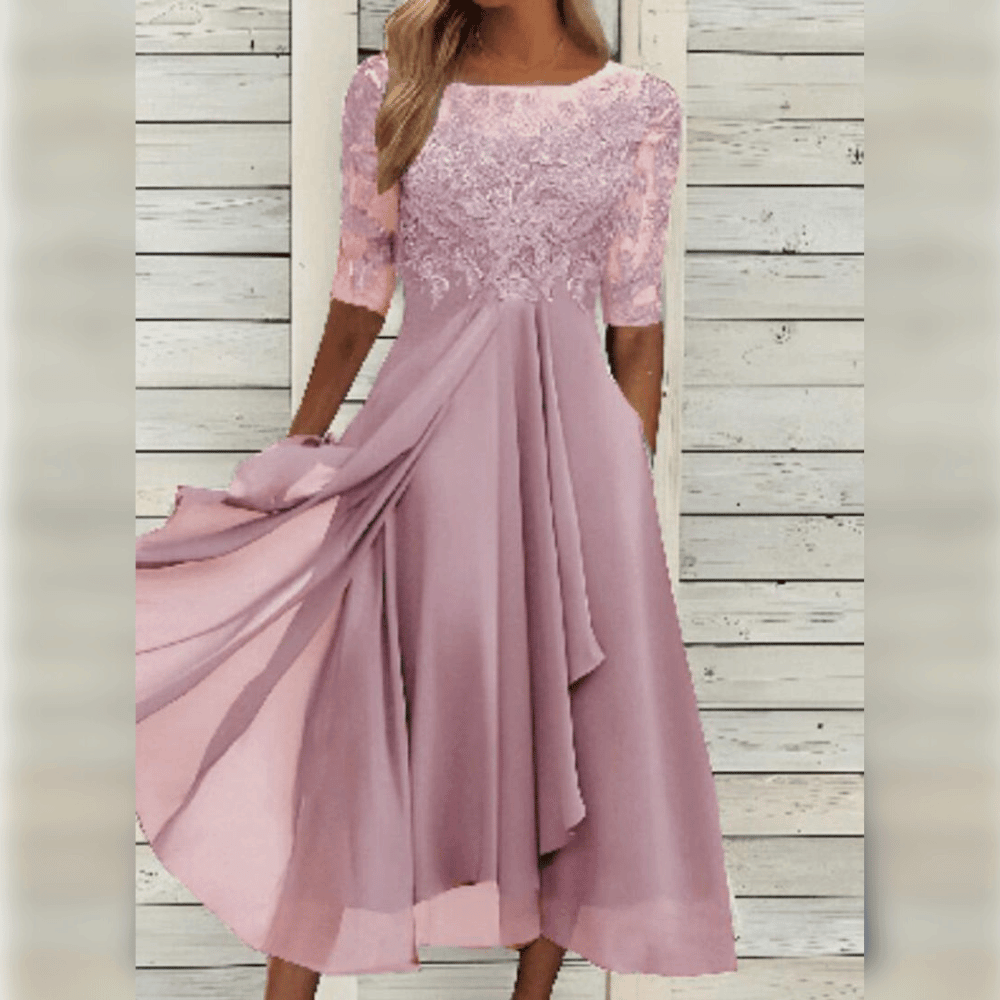 Variant image for Dames Midi Jurk Elegante Zomerstijl Luchtig Materiaal voor Bruiloft-31