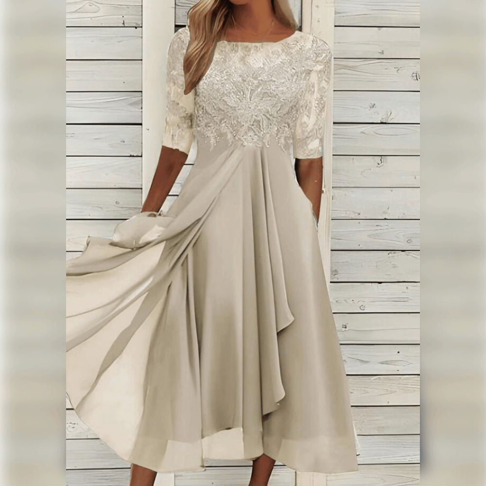 Variant image for Dames Midi Jurk Elegante Zomerstijl Luchtig Materiaal voor Bruiloft-37